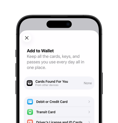Add to Wallet screen